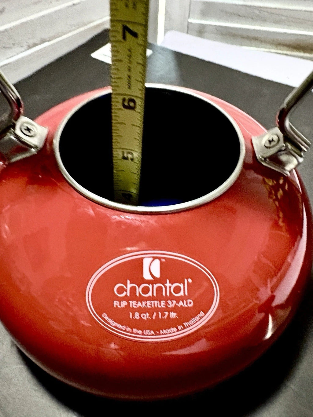Chantal  Flip Teakettle 37-ALD Red EUC Whistling Vintage Tea Pot Thailand