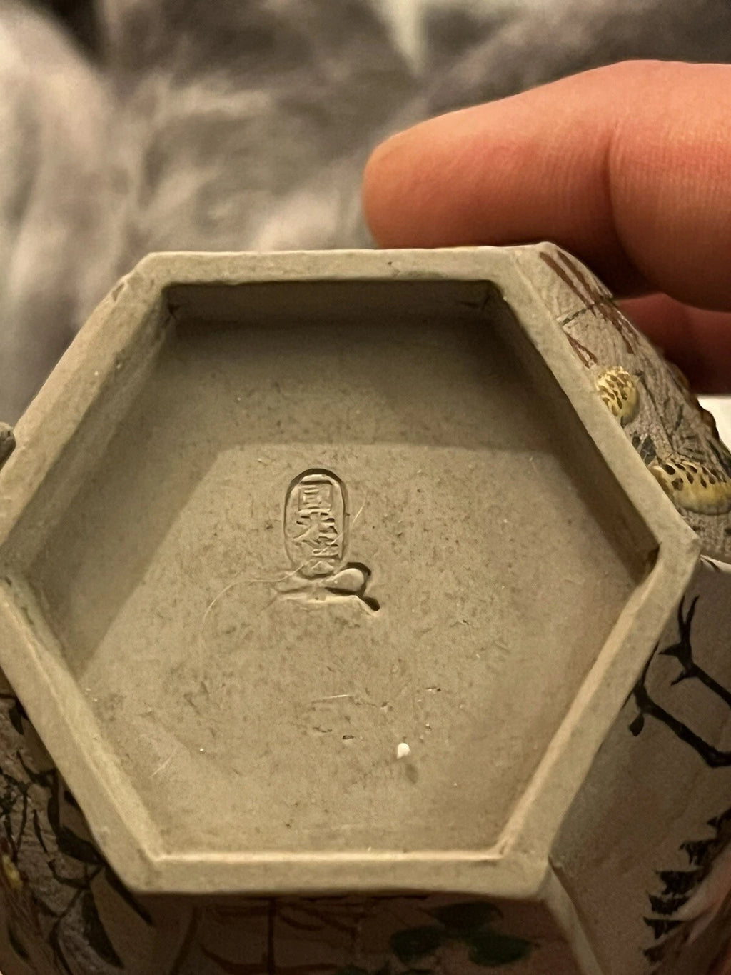 Japanese Banko Ware Plate and Teacup Crane Enamel  Marked