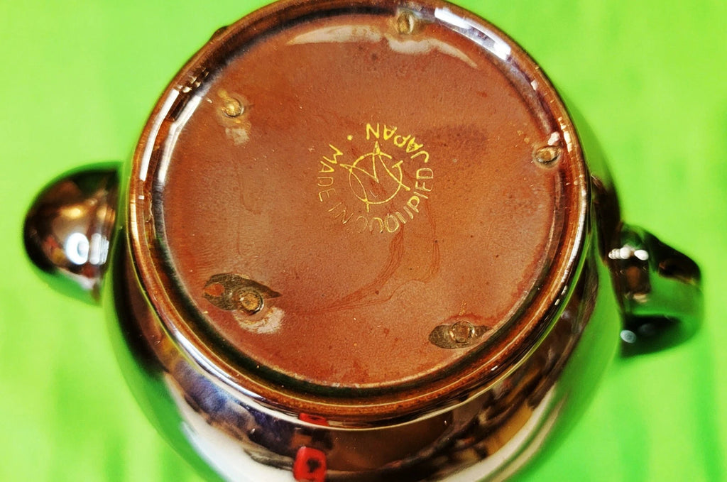 Beautiful Vtg Teapot Moriage Hand Painted Brown Glazed Pottery Occupied Japan
