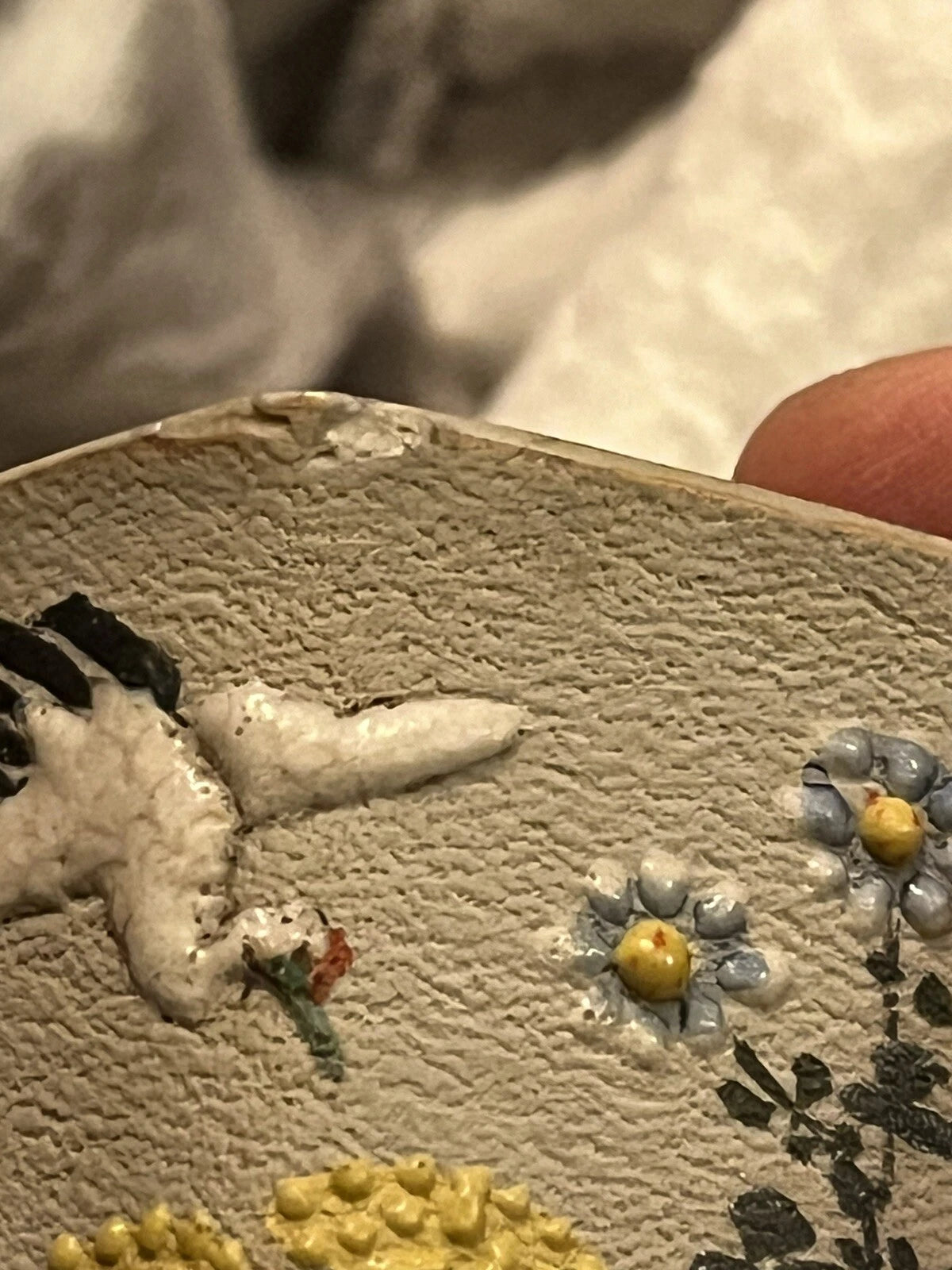 Japanese Banko Ware Plate and Teacup Crane Enamel  Marked