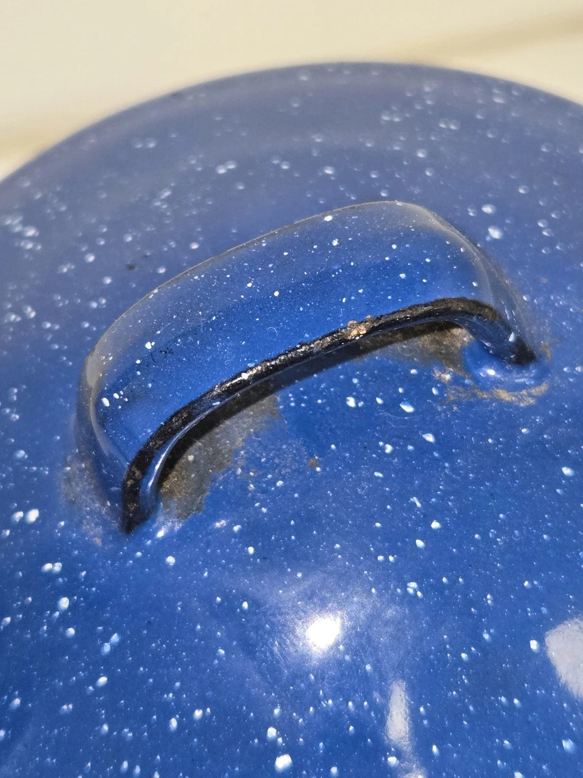 VTG Appropriately Rusted Blue Enamelware Small Camping Tea Coffee Pot