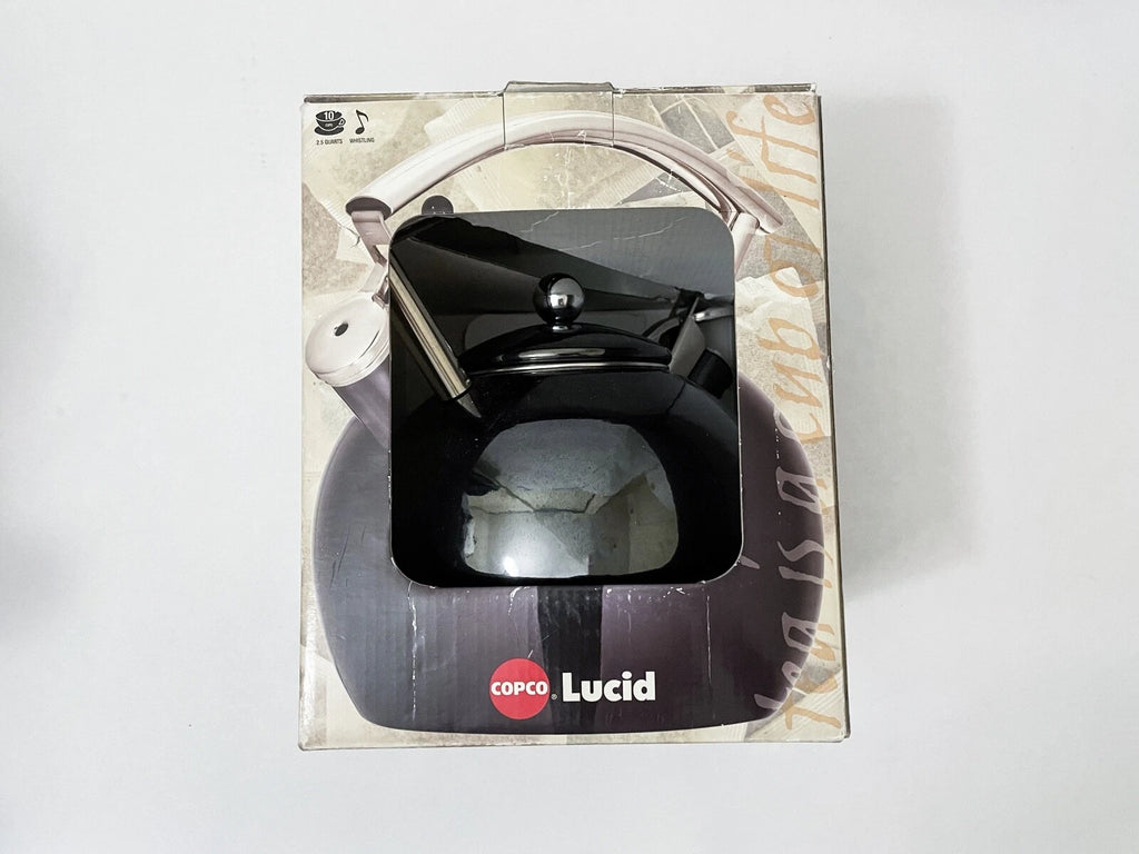 Copco Lucid Black Enamel Steel Teapot Kettle 2.5 Quarts