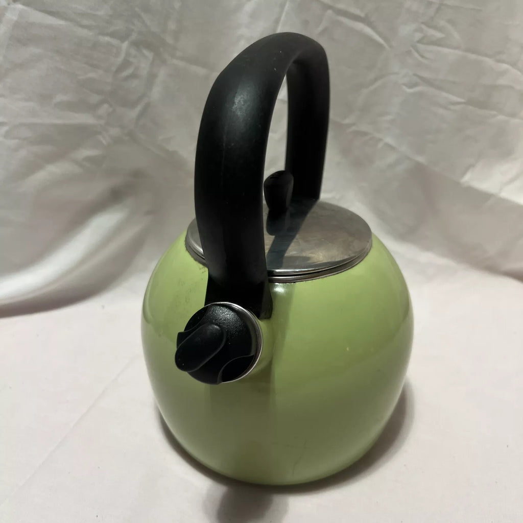 Vintage Copco Kettle Whistling Tea Pot Light green enamel