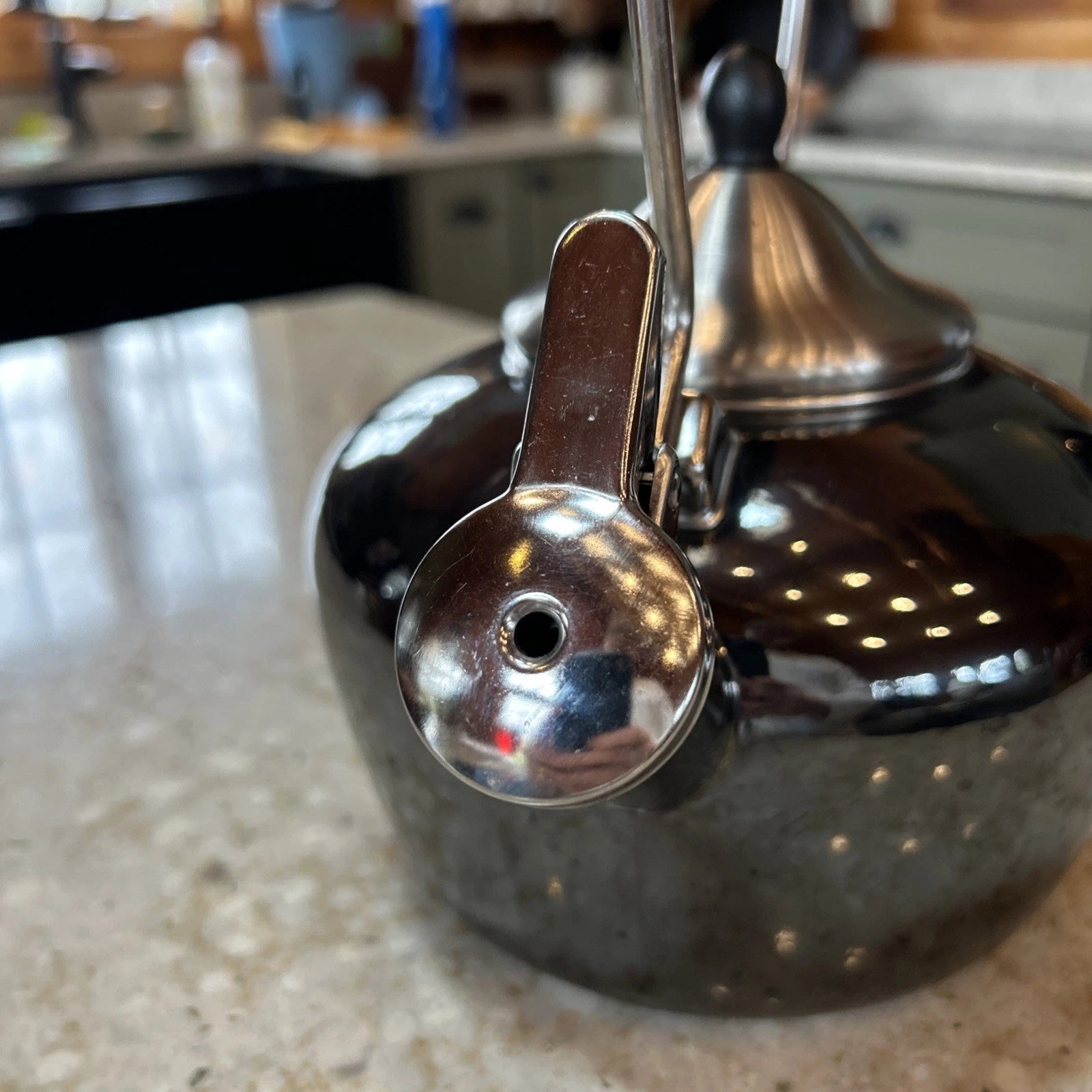 Chantal Onyx Black Tea Pot Kettle Enamel on Steel Coated 1.8 Qt Stay Cool Handle