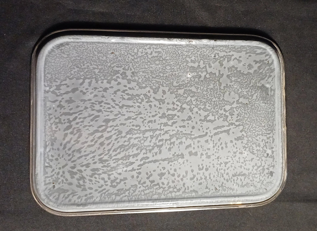 Antique Manning Bowing Gray Graniteware Enamelware Pewter Tea Coffee Set