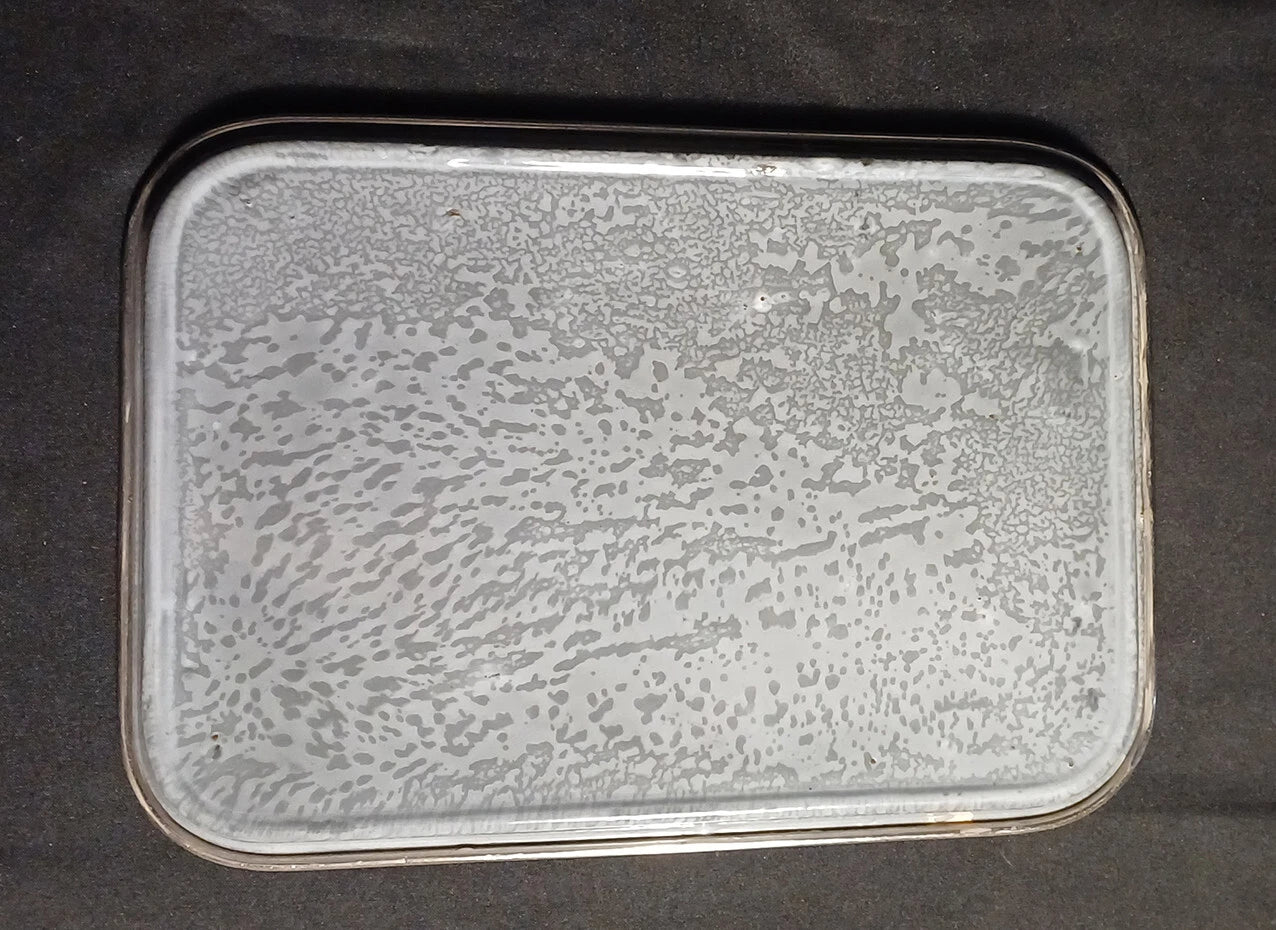 Antique Manning Bowing Gray Graniteware Enamelware Pewter Tea Coffee Set