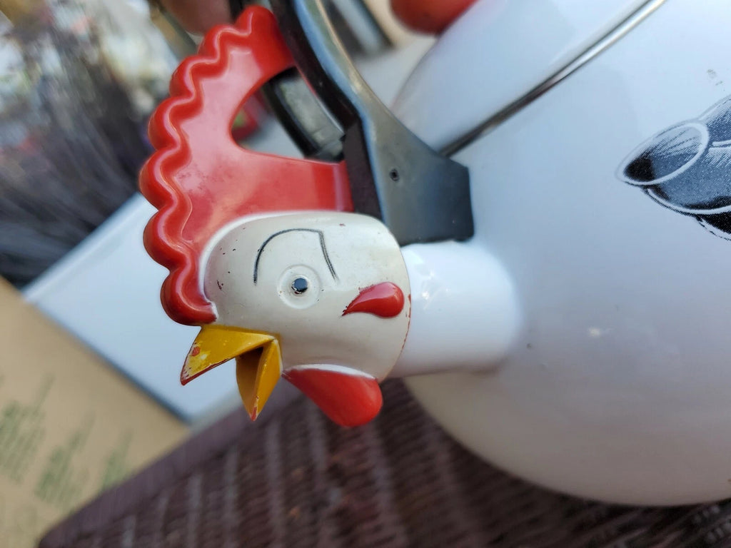 vintage 1986 Kamenstein rooster enamel tea kettle pot