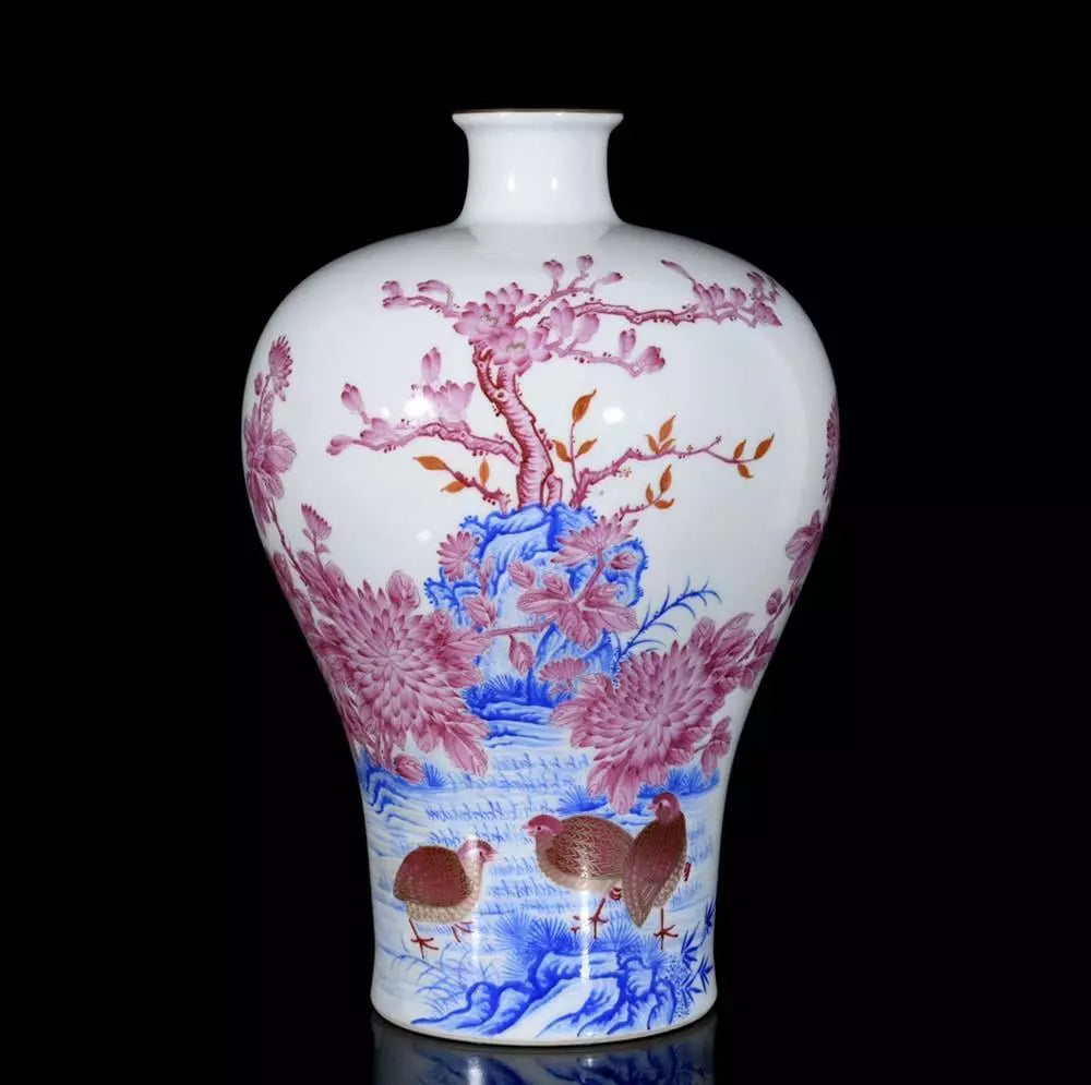 33CM Qianlong Signed Old Chinese Colour Enamel Bowl W/bird N3213