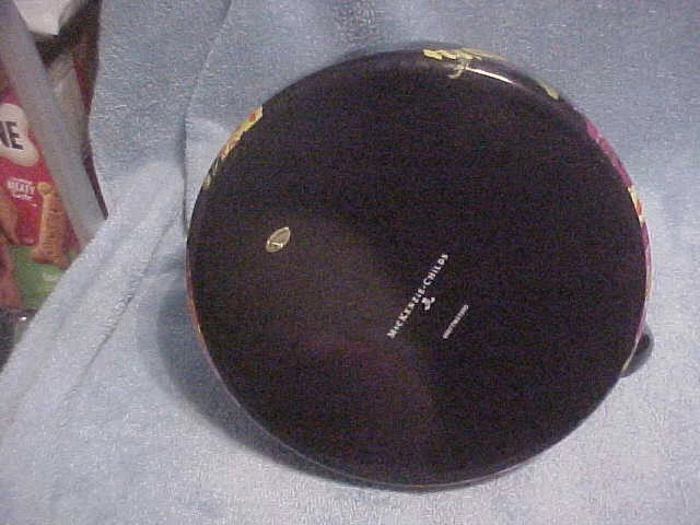 MacKENZIE CHILDS 3 QT BLACK FLOWER MARKET TEA KETTLEMINT