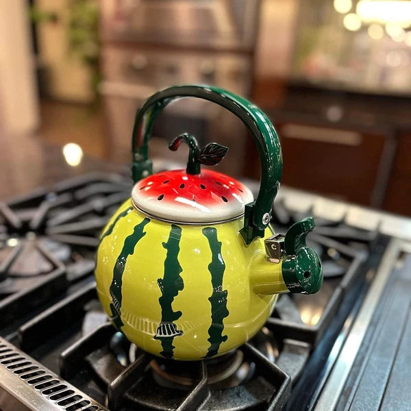 Enameled 1.6 Quart Enamel-on-Steel Whistling Tea Kettle (Watermelon)