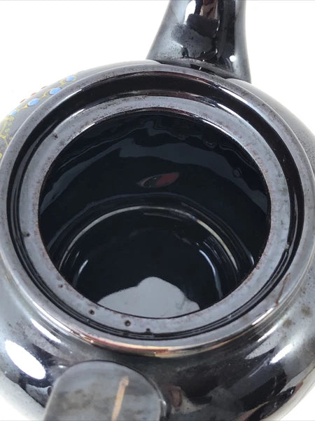 Japan Vintage Ceramic Redware Blue Teapot Glazed and Enamel 12 Ounces VTG