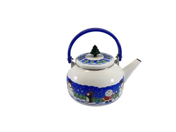 Vintage 1998 Snowflake Shivers Blizzard Enamel Teapot  Kettle Cooks Club READ!!