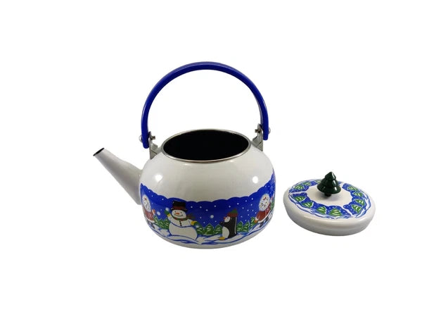 Vintage 1998 Snowflake Shivers Blizzard Enamel Teapot  Kettle Cooks Club READ!!