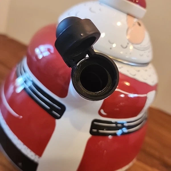 Vintage Santa Claus Enamel Whistling Tea Pot Kettle Holiday 3 Quart Christmas