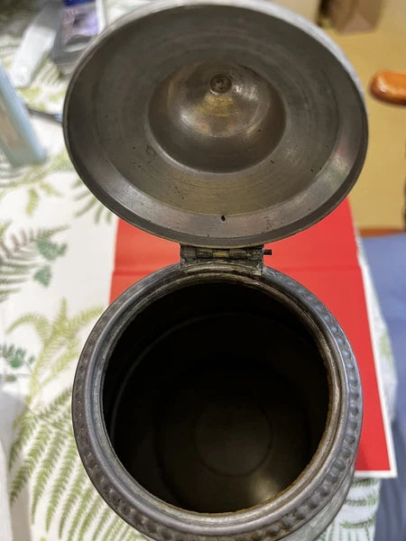 Antique Gray Graniteware Pewter Tea Pot Enamelware c1880