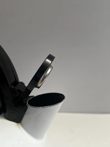 MCM Copco Sam Lebowitz Ultimo 2.5 Qt White Enameled Steel Whistling Tea Kettle