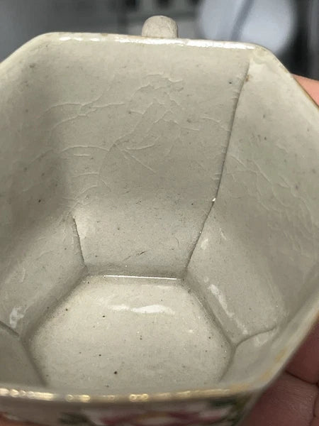 Japanese Banko Ware Plate and Teacup Crane Enamel  Marked