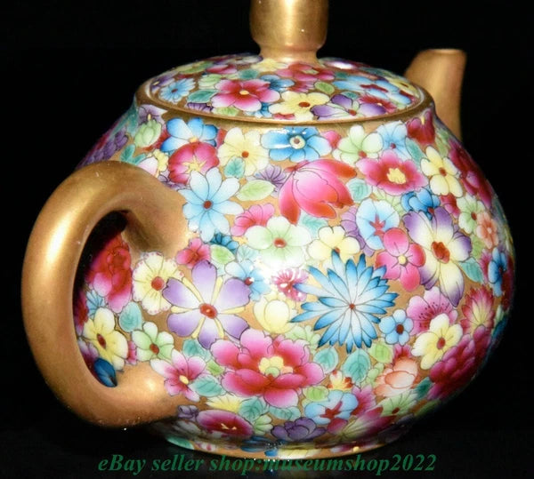 5.2" Old Chinese Qianlong Enamel color Porcelain blossoms flower Kettle Pot