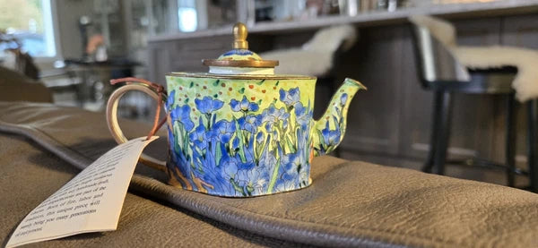 Kelvin Chen Miniature Enamel Teapot Vincent Van Gogh IRISES; signed numbered