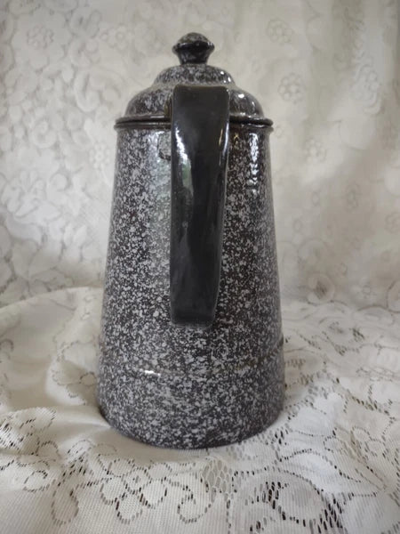 Nice Vintage Grey Speckled Enamel Coffee/Tea Pot