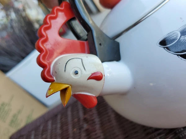 vintage 1986 Kamenstein rooster enamel tea kettle pot