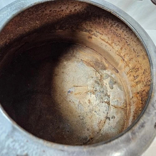 Antique Gray Enamelware Teapot Cowboy Camp Tea Kettle