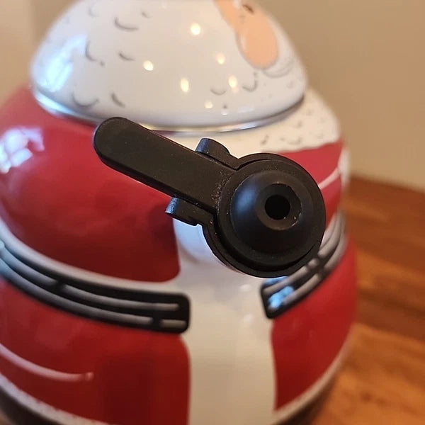 Vintage Santa Claus Enamel Whistling Tea Pot Kettle Holiday 3 Quart Christmas