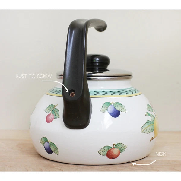 Villeroy & Boch French Garden Enamel Tea Kettle ~ HTF but Missing Spout Nozzle