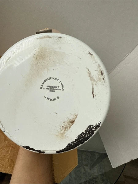 Vintage MM Kamenstein Black White Cow Whistling Tea Kettle Teapot, 1992