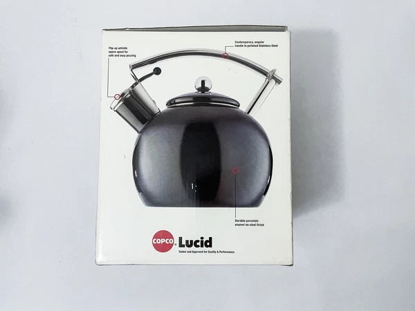 Copco Lucid Black Enamel Steel Teapot Kettle 2.5 Quarts