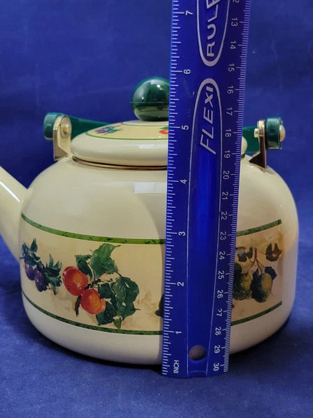 Vintage Enamel Teapot By Tools Of The Trade, Made In Indonesia