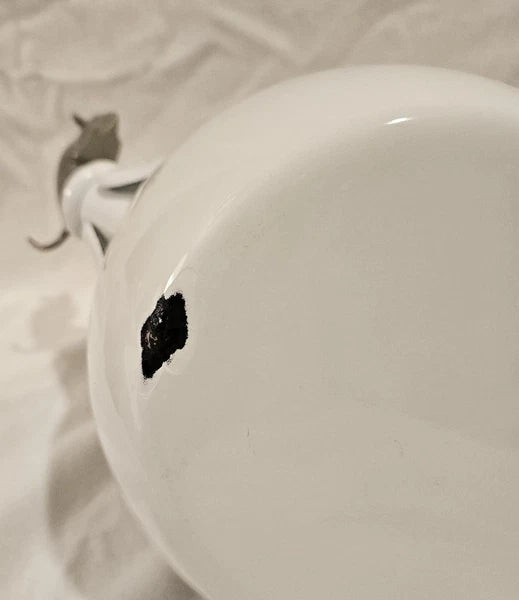 Vintage 1980s Copco White Cat and Gray Mouse Enamelware 2 ½ QT Tea Kettle