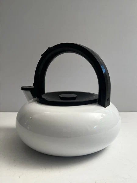 MCM Copco Sam Lebowitz Ultimo 2.5 Qt White Enameled Steel Whistling Tea Kettle