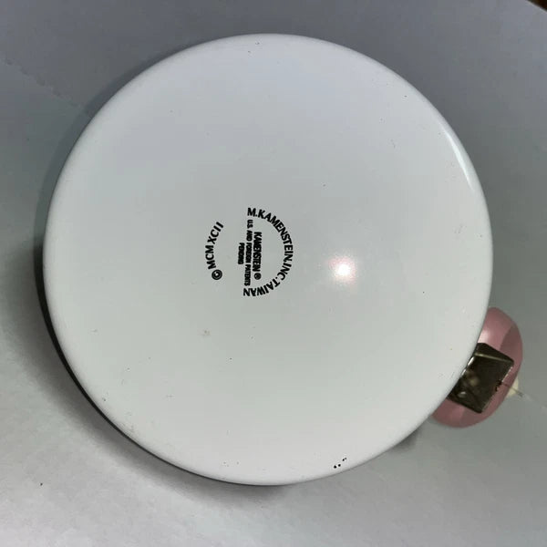 1992 M.K. Kamenstein Whistling 2 Quart Black and White Cow Tea Kettle with Bell