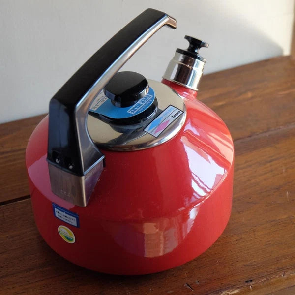 Kettle Ever Ware Enamel 2.5L White Red Detachable Whistle Used