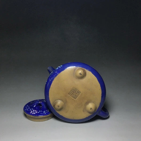 Chinese Yixing Zisha Clay Enamel Handmade Exquisite Fish pattern Teapot 5608