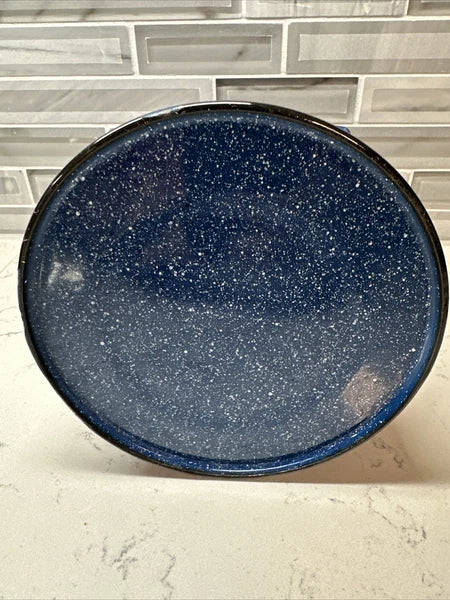 Vintage blue and white speckled enamel coffee/tea kettle 8” hiking camping RV