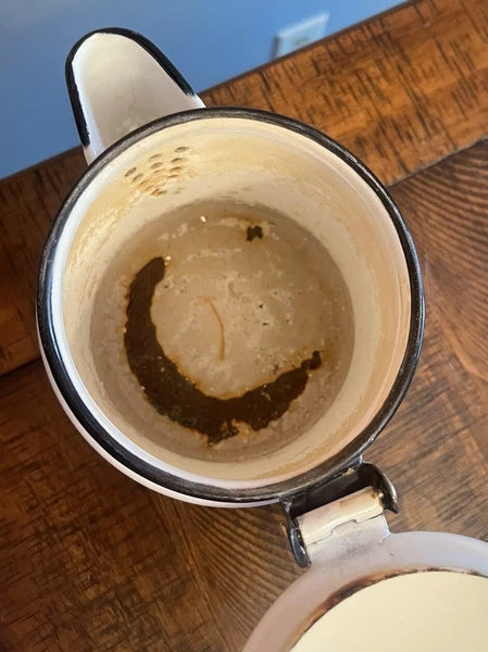 Vintage BERGGREN Enamel Coffee Pot Swedish Rooster Kettle Farm Flowers