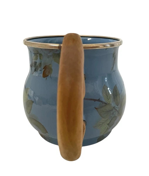 Mackenzie Childs 1983 Victoria Richard Blue Floral Enamel Coffee Tea Pot. No Lid