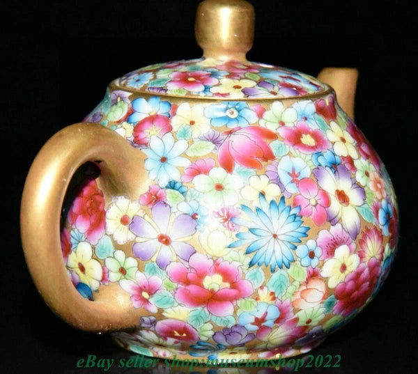 5.2" Old Chinese Qianlong Enamel color Porcelain blossoms flower Kettle Pot