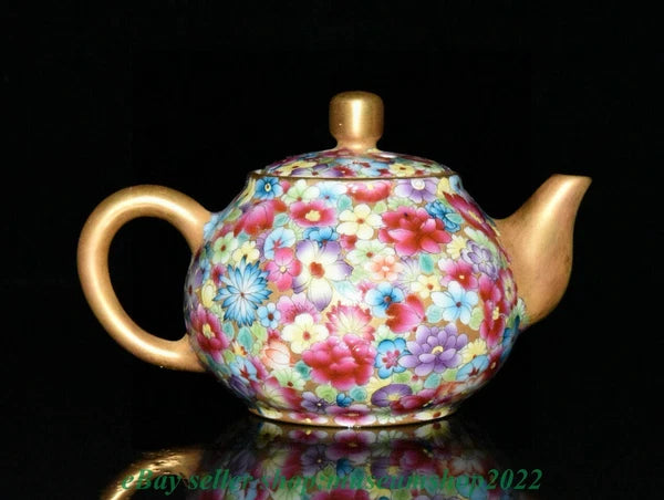 5.2" Old Chinese Qianlong Enamel color Porcelain blossoms flower Kettle Pot