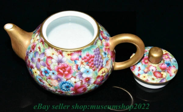 5.2" Old Chinese Qianlong Enamel color Porcelain blossoms flower Kettle Pot