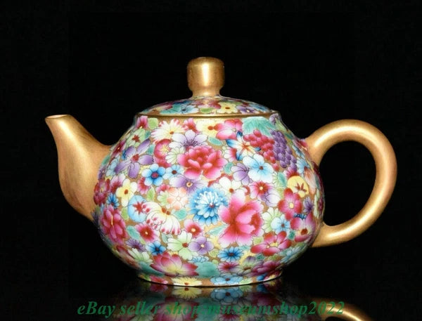 5.2" Old Chinese Qianlong Enamel color Porcelain blossoms flower Kettle Pot