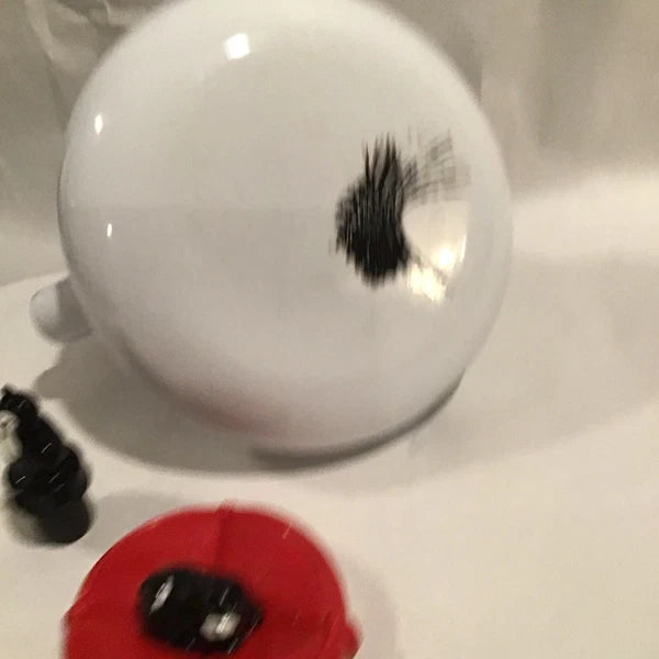 Red And White Enamel Kitty Cat Tea Kettle W/ Small Repair - Discounted