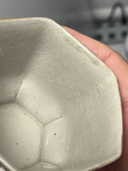 Japanese Banko Ware Plate and Teacup Crane Enamel  Marked