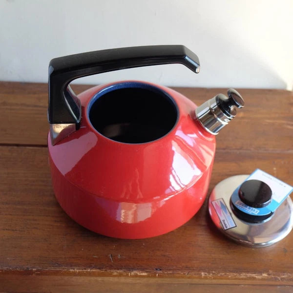 Kettle Ever Ware Enamel 2.5L White Red Detachable Whistle Used