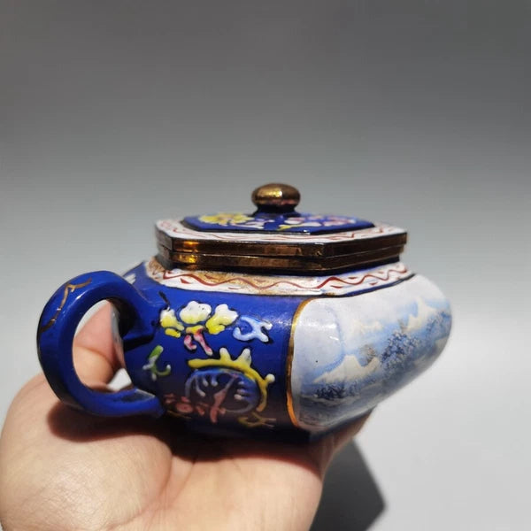 Chinese old Yixing Clay Teapot Painted gold enamel pot Purple sand Teapot 240cc