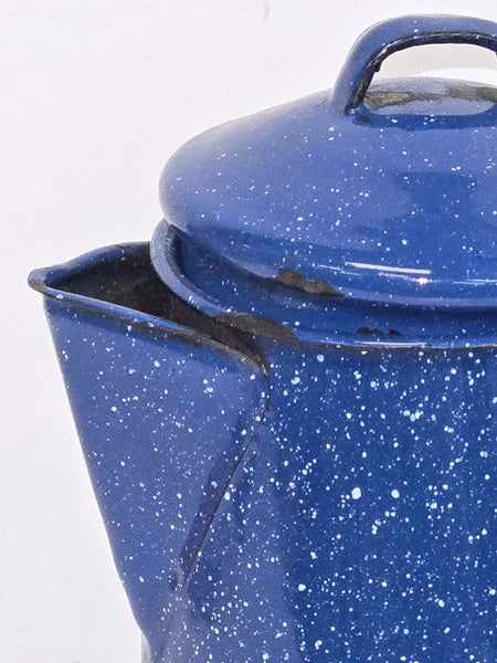 VTG Appropriately Rusted Blue Enamelware Small Camping Tea Coffee Pot