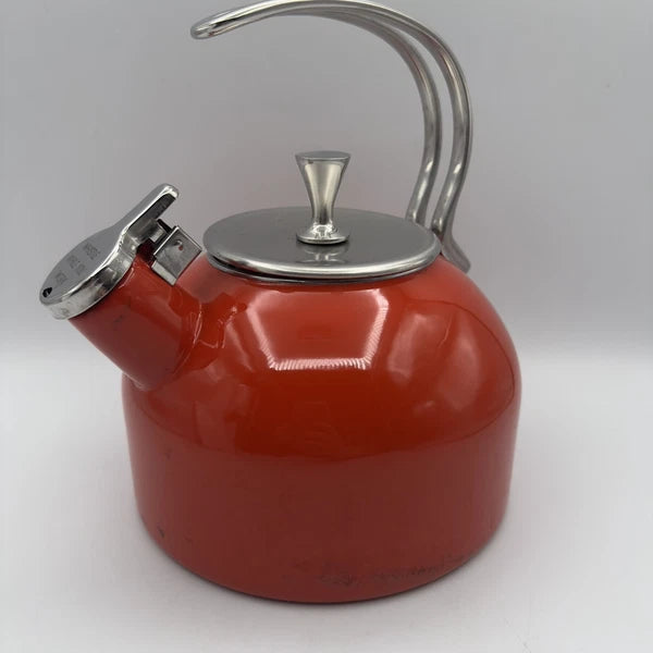 Kate Spade Lenox “All In Good Taste”  Enamel/Steel Whistle Coral Tea Pot