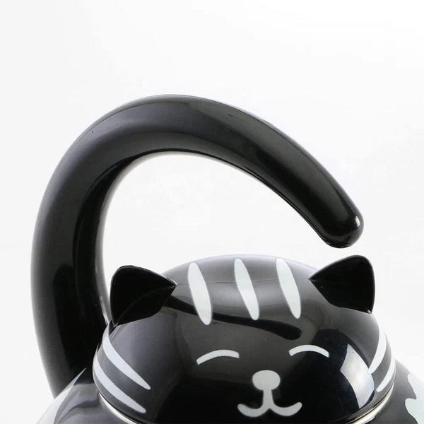 Supreme Novelty Enamel Stovetop Whistling Tea Kettle, Black and White Cat - New
